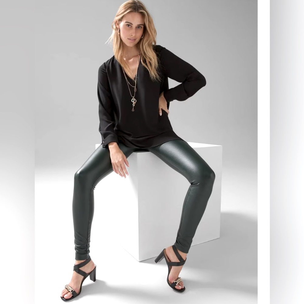 NWT White House Black Market green python runway leggings size 12